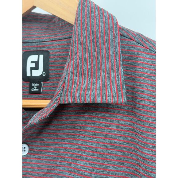 FootJoy Other - Footjoy Polo Shirt Golf Men‎ Size Large Gray Red Striped Short Sleeve